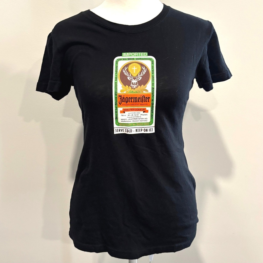 Jagermeister Womens Baby Tee Top Medium Graphic Logo Liquor Streetwear Bar 21031